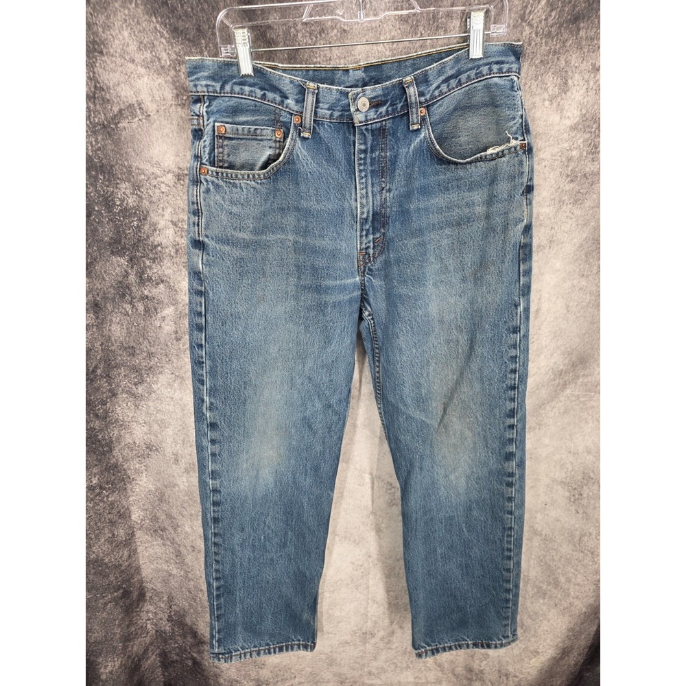 Levis 550 Jeans Mens 34 X 30 Blue Relaxed Fit Straight Denim Medium Wash Whisker